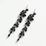 ブラックスピネル ロングドロップピアス